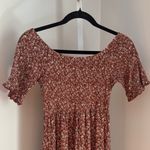 Natural Life Rusty Floral Print Midi Tiered Dress Off The Shoulder Size XS/Small Brown Photo 2
