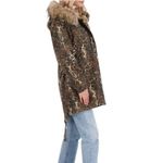 Lucky Brand  Womens Leopard Anorak Cinch WaistJacket w/ faux fur trim sz med NWT Photo 1