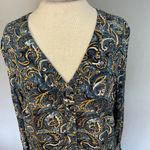 Garnet Hill  Dress Size 8 Blue Dropwaist Button-Up Fall Paisley Teacher Career Photo 11
