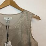 H by Halston NEW NWT H HALSTON Shell Eyelash Fringe Beige Tan Sleeveless Geometric Tank Top Photo 3