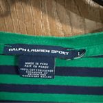 Ralph Lauren Vintage  Sport Shirt Womens Lg Kelly Green Striped 3/4 Sleeve Preppy Photo 1