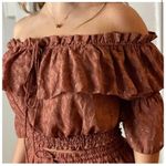 H&M Rust Cheetah Wide Leg Pants & Off Shoulder Bardot Crop Top Set Sz 12 Photo 5