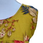 Vintage Handmade Dress Medium Fall Boho Cottage Dress Leaves Grandmacore leaf Tan Photo 9