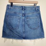 Free People We The Free Zip It Up Blue Denim Distressed Frayed Hem Skirt Photo 4