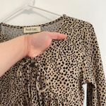 Peach Love California NEW NWT Tan Brown Black Dotted Long Bell Sleeve Blouse S Photo 7