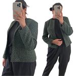Talbots Collarless Long Sleeve Tweed Blazer Jacket Green Sz 6 Photo 1