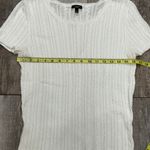 Talbots 100% Cotton Short Sleeve White Cable Knit Ribbed Sweater Blouse Medium Photo 8