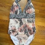 Venus Women’s 12 Pink Black Tropical Cheetah Print Halter One Piece Swimsuit Photo 0