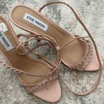 Steve Madden Baby Pink Leather Silver Studded Ankle Wrap Wish Stiletto Heels NEW Photo 8