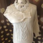 Floral Lace sweater cable knit creamy white long sleeve Size XS Photo 1