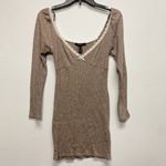 Forever 21  Medium Babydoll Fitted Long Sleeve Lace Neckline Mini Dress Sexy Photo 1