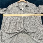 Pink Rose  Gray Leopard Print‎ Button-Up Top Roll-Tab Sleeve Gauzy Lightweight M Photo 11