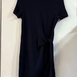 Kit & Ace TIE BRUSHED DRESS Blue Side Knot knotted Bow Active Soft Raw Hem Small Photo 0