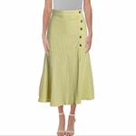 Free People  Skirt Yellow Linen‎ Blend Midi 10 New $98 Photo 1
