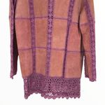 Y2K Vintage Mauve Pink Leather Patchwork Pieced Long Sleeve Top NWT size Medium Photo 7