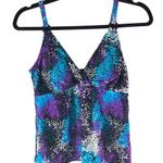 Ocean Dream Signature Tankini Top Molded Cups V Neck Purple Blue Dots 8 Photo 0