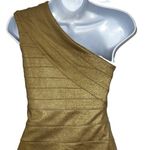 EXPRESS  Shimmery Gold One Shoulder Bandage Mini Dress‎ NWT $89 Size XS Photo 6