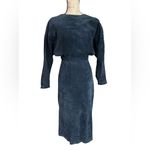 Vintage 80s Brass Plum Nordstrom Black 100% Leather Open Back Dress size Medium Photo 1