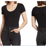 Abound  Organic Cotton Scoop Neck Thong Bodysuit Black XXS Photo 1