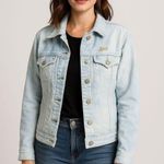 J.Jill Hand Dyed Light Wash Stretch Denim Jacket  Women’s LP Petite Photo 0
