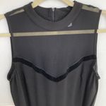 Black Sheer Panel Velvet Trim Straight Leg Jumpsuit Size 12 Office Siren Career Photo 3