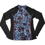 Floral Rash Guard Swim Top Colorblock Long Photo 0