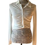 Pretty Little Thing  White Ruched Button-Down Shirt Photo 0