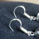 Sterling Silver Old Southwest White Buffalo Turquoise Cabochon Drop Earrings 925 Black Photo 9