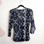 Vintage Mesh Snake Print Top Y2K 2000s Glam Indie Sleaze Blue Large Photo 1