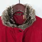 Northcrest Red Courdroy Zip Up Vest Faux Fur Neck Collar Women's Medium 10 Photo 2