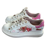 ALDO  White and Pink Heart Embellished Sneakers Photo 1