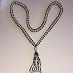 Elegant Black and White Faux Pearl Beaded Boho Necklace Photo 1