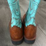 Ariat Leather Western Round Toe Cowboy Boots Turquoise Brown Size 7 Photo 5