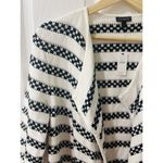 Talbots Womens Cardigan Small White Nautical Cotton Textured Knit Stripe Open Photo 5