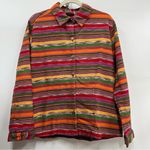 Chico's Design size 2 Colorful Striped Shirt Jacket button down Red Size L Photo 0