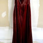 Revelry Velvet Maxi Dress Bridesmaid Gown Plunging V Adjustable Rust 8 Red Photo 2