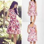 Eliza J Pink Tulip Floral Belted Print Faille Fit & Flare Dress NWT | 8 Photo 1
