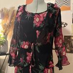 Vintage Floral Black Midi Dress with shawl Size undefined Photo 2