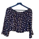 Billabong medium blue with pink flowers cropped flowy blouse Photo 0