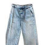 Free People We the  Kinsey Jeans Women’s 32 Wide Leg Pleated Crop Distressed Boho Photo 4