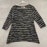 Art and Soul Top Women M Gray Black Wavy Striped Casual 3/4 Sleeve Tunic Size M Photo 0