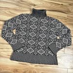Talbots  | Black White Cotton Wool Turtle Neck Long Sleeve Sweater | Medium Photo 1