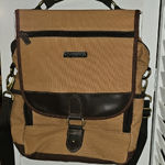 Eddie Bauer  Brown Canvas Backpack with Leather Accents Photo 0