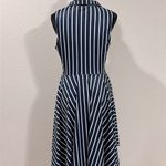 Dark Navy Blue Striped Dress Size L Photo 2