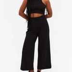 Divided H&M  Black Ribbed Elastic waist Summer Wide Leg Cropped
Pants Casual Photo 1