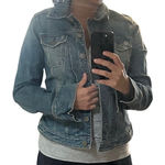 Eddie Bauer  blue jeans denim cotton jacket long sleeve with pockets size small Photo 0