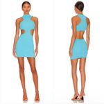 NBD Ember Mock Neck Mini Dress in Cerulean Blue Photo 1