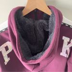 Victoria's Secret PINK  Burgundy Full Zip Hoodie Sequin Dog Fleece Hood Jacket XS Photo 5