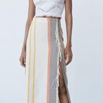 ZARA Fringe Striped Midi Skirt Photo 3
