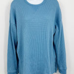 American Eagle  Outfitters Blue Boho Thermal Long Sleeve Shirt Size Medium Fall Photo 0